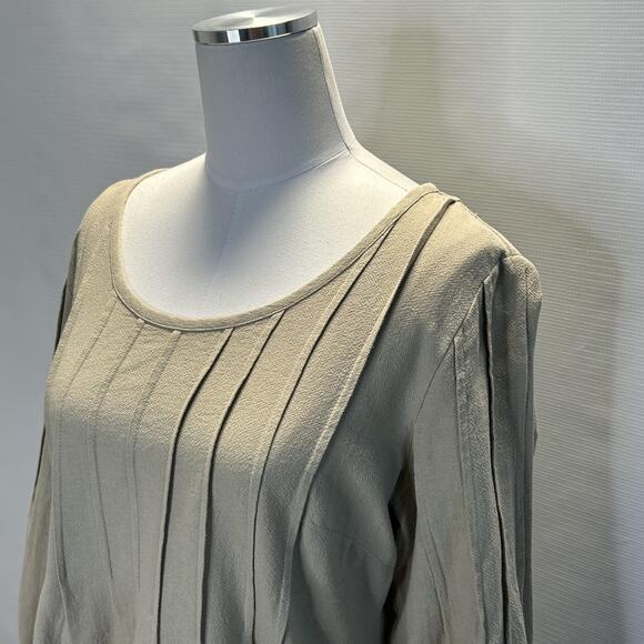 Soft Surroundings Sweater Womens Medium Tan Textured Pullover 3/4 Sleeve Cotton - Picture 2 of 12